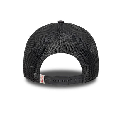 Pictured is this New Era Distressed Patch 9FORTY E-Frame Trucker cap in charcoal. 4