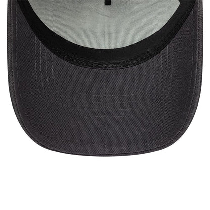 Pictured is this New Era Distressed Patch 9FORTY E-Frame Trucker cap in charcoal. 5