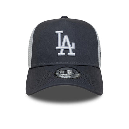 Pictured is this MLB League Essential LA Dodgers 9FORTY A-Frame Trucker cap in grey. 2