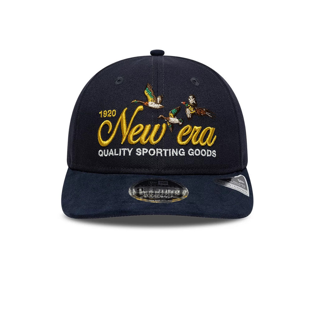 Pictured is this New Era Suede Retro Crown 9FIFTY cap in navy. 2