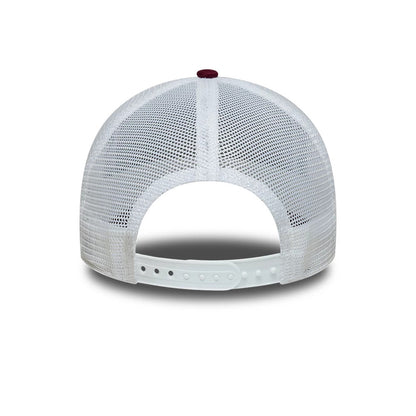 Pictured is this MLB League Essential Athletics 9FORTY A-Frame Trucker cap in dark red. 4