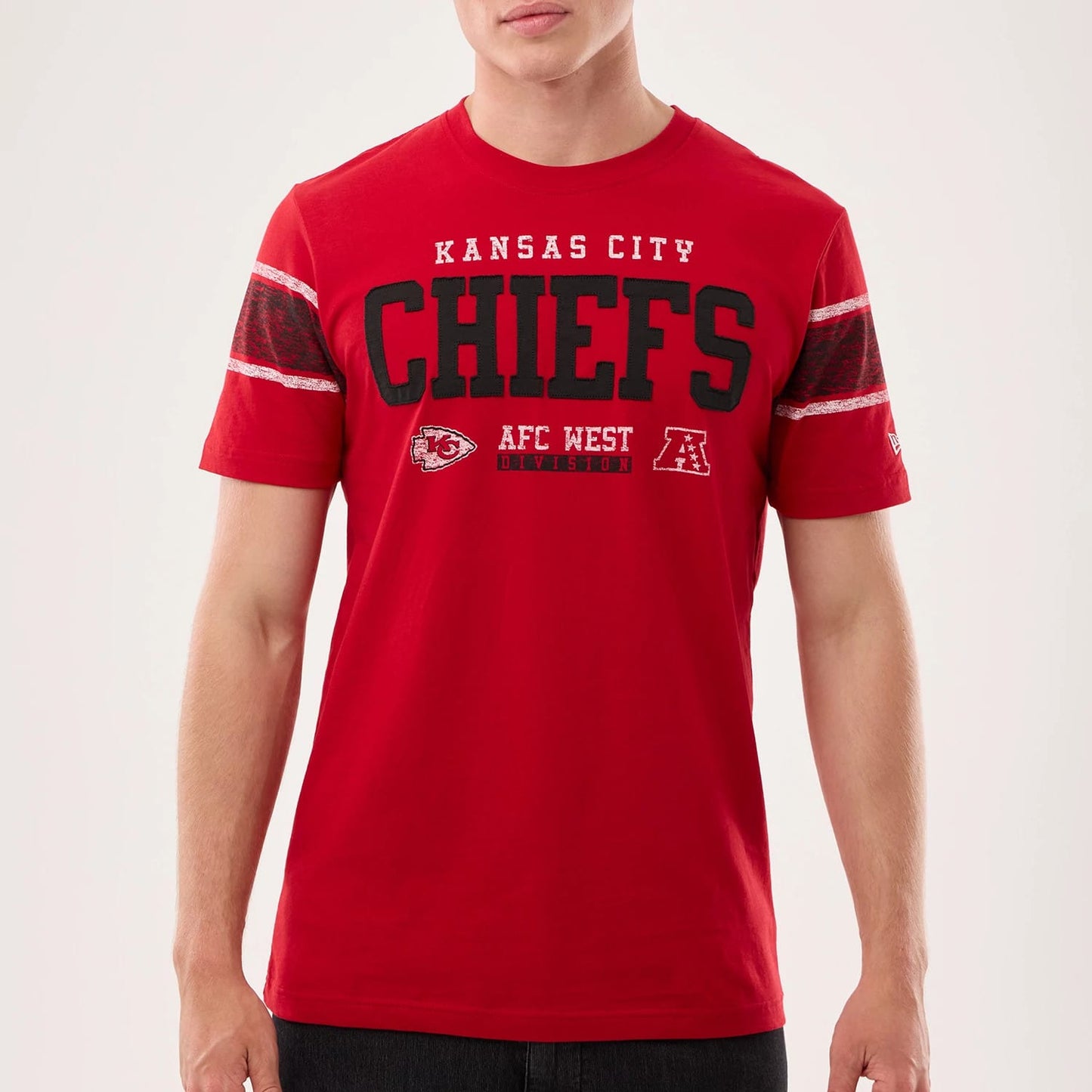 The model is wearing this NFL Sideline 2026 Kansas City Chiefs T-Shirt in red. 4