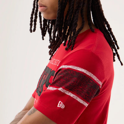The model is wearing this NFL Sideline 2026 San Francisco 49ers T-Shirt in red. 4