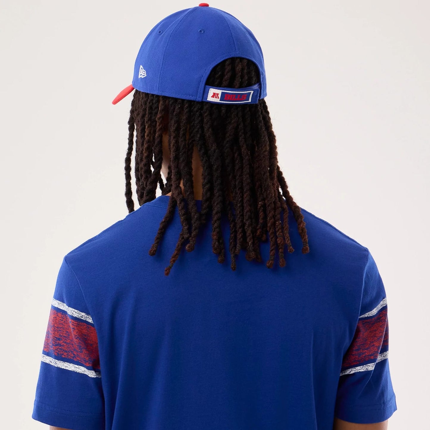 The model is wearing this NFL Sideline 2026 Buffalo Bills T-Shirt in blue. 7