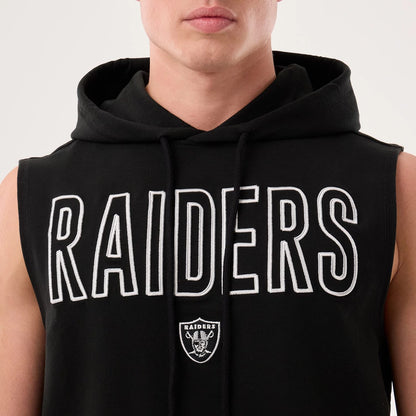 The model is wearing this NFL Sideline 2026 Las Vegas Raiders Tank Top in black. 4