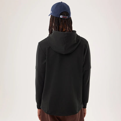 The model is wearing this NFL Sideline 2026 Chicago Bears Double Sleeve Hoodie in black. 2