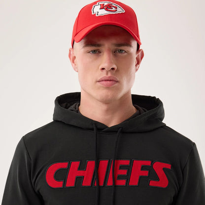 The model is wearing this NFL Sideline 2026 Kansas City Chiefs Double Sleeve Hoodie in black. 6