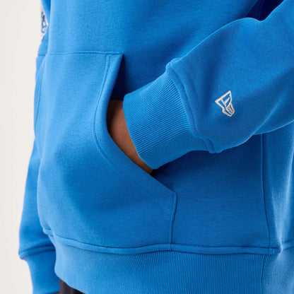 The model is wearing this NFL Sideline 2026 Detroit Lions Pullover Hoodie in blue. 4
