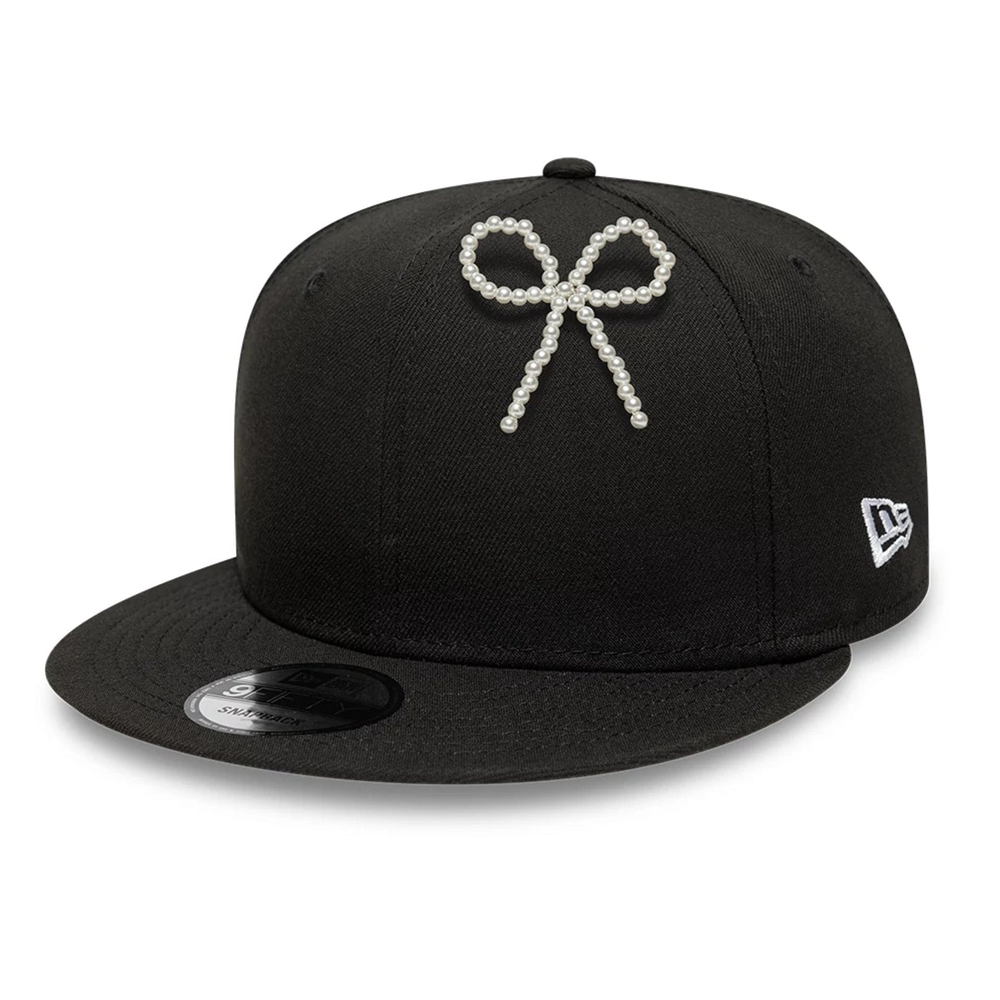 Pictured is this New Era Faux Pearl Bow Pin Badge in White. 2