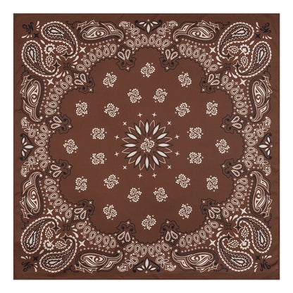 Pictured is this New Era Paisley Bandana in Brown. 1