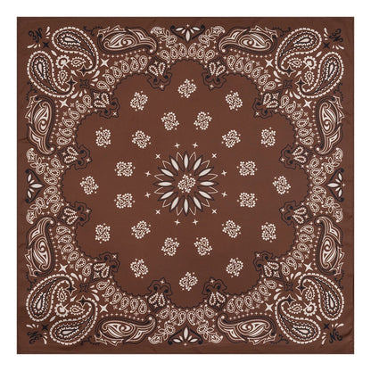 Pictured is this New Era Paisley Bandana in Brown. 1