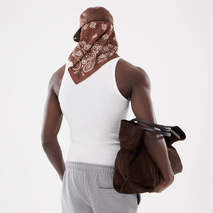 Pictured is this New Era Paisley Bandana in Brown. 6