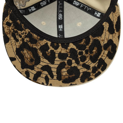 Pictured is this MLB Floral Leopard New York Yankees 59FIFTY Fitted cap in light beige. 2