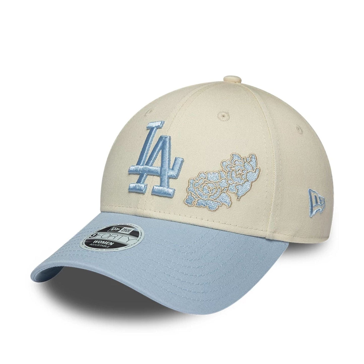 Pictured is this Womens MLB Floral LA Dodgers 9FORTY cap in Cream. 1