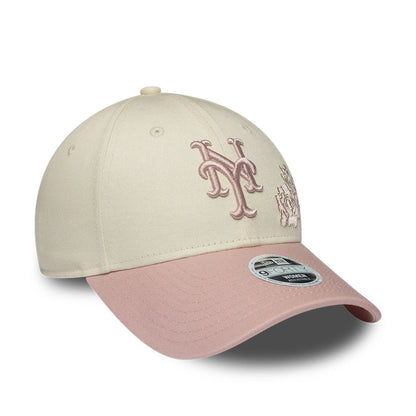 Pictured is this Womens MLB Floral New York Mets 9FORTY cap in Cream. 3