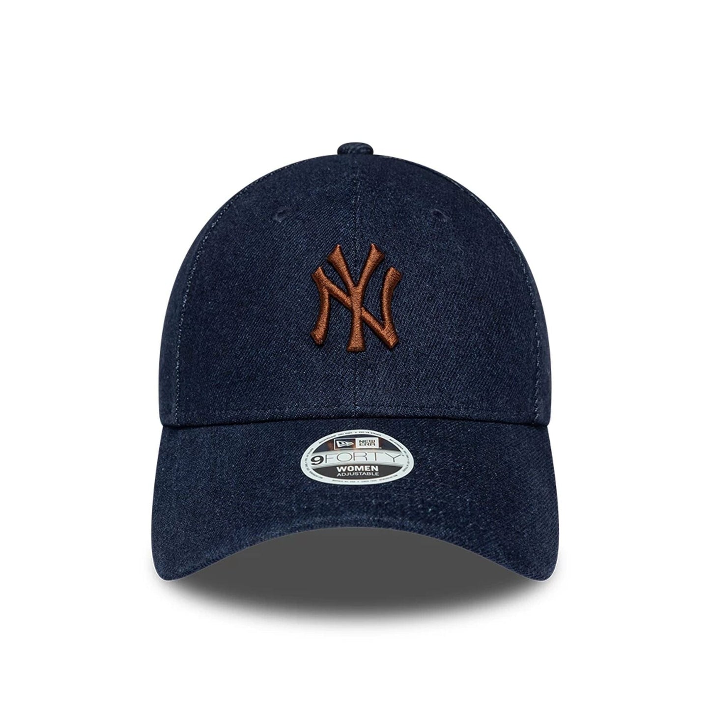 Pictured is this Womens MLB Denim New York Yankees 9FORTY Bowback cap in navy. 3