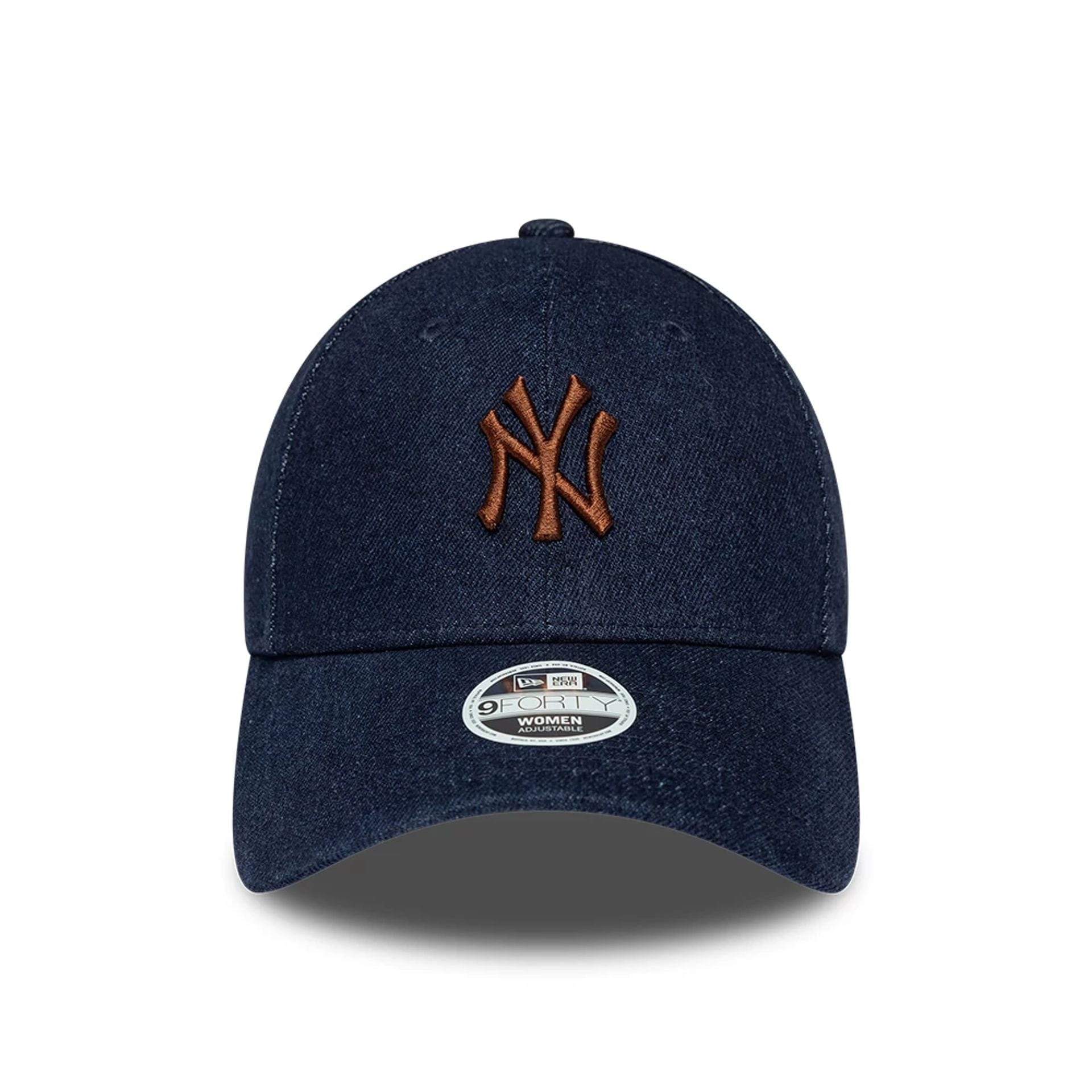 Pictured is this Womens MLB Denim New York Yankees 9FORTY Bowback cap in navy. 3