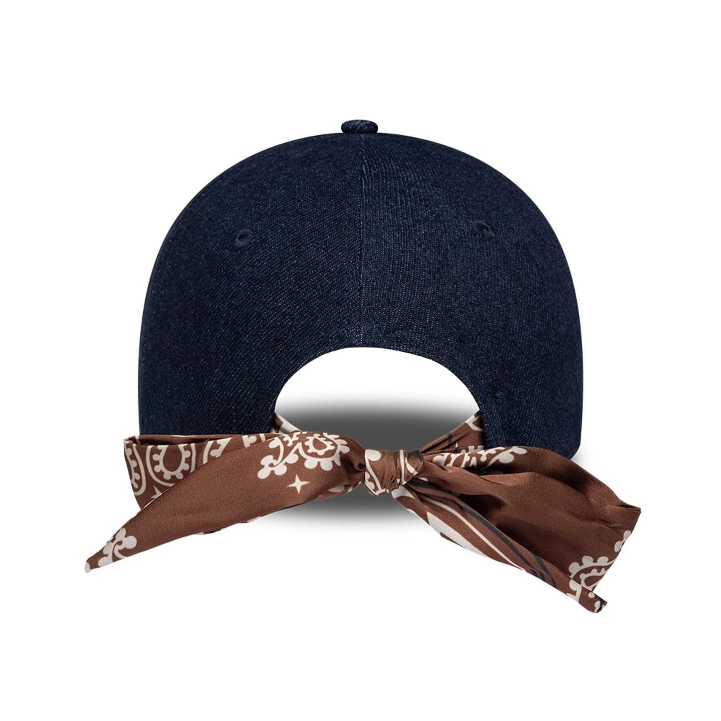 Pictured is this Womens MLB Denim New York Yankees 9FORTY Bowback cap in navy. 2