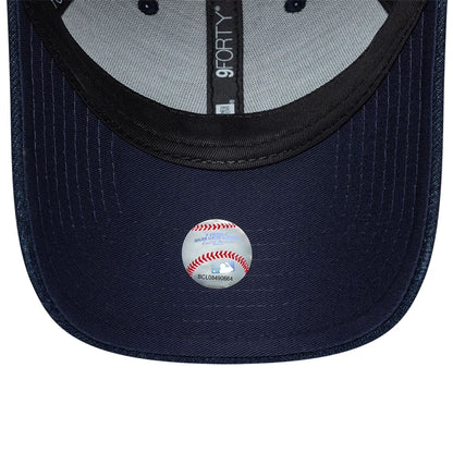 Pictured is this Womens MLB Denim New York Yankees 9FORTY Bowback cap in navy. 7