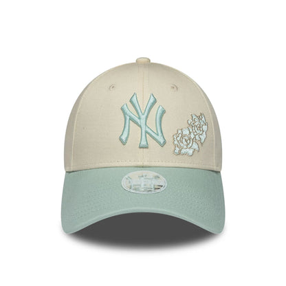 Pictured is this Womens MLB Floral New York Yankees 9FORTY cap in Cream. 2