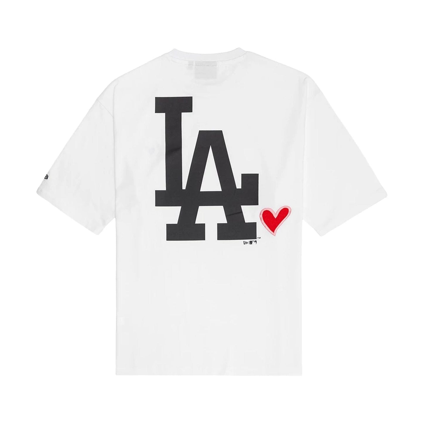 The model is wearing this MLB Heart Graphic LA Dodgers T-Shirt in white. 2