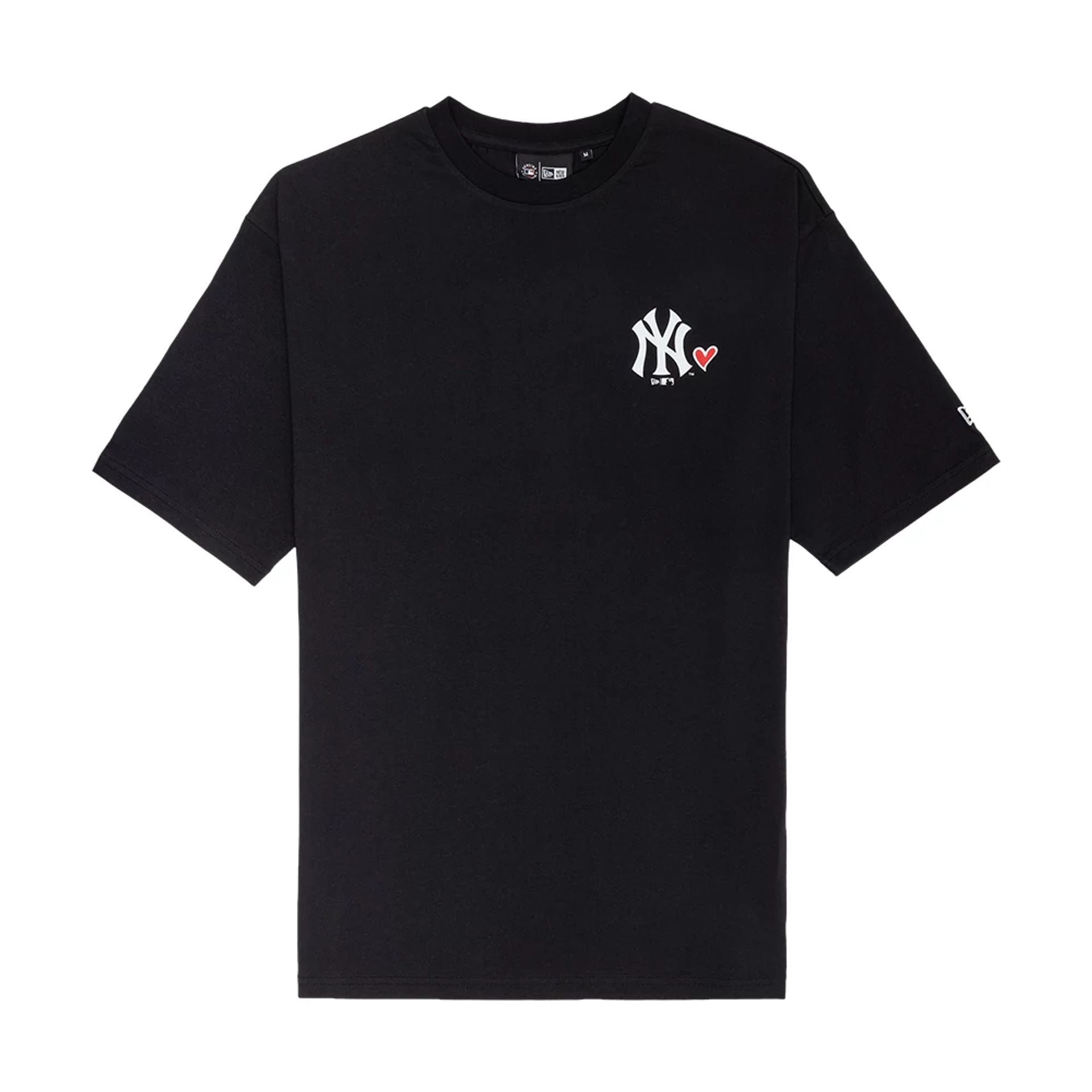 The model is wearing this MLB Heart Graphic New York Yankees T-Shirt in black. 1