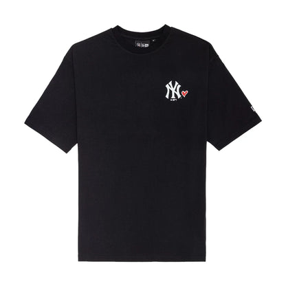 The model is wearing this MLB Heart Graphic New York Yankees T-Shirt in black. 1