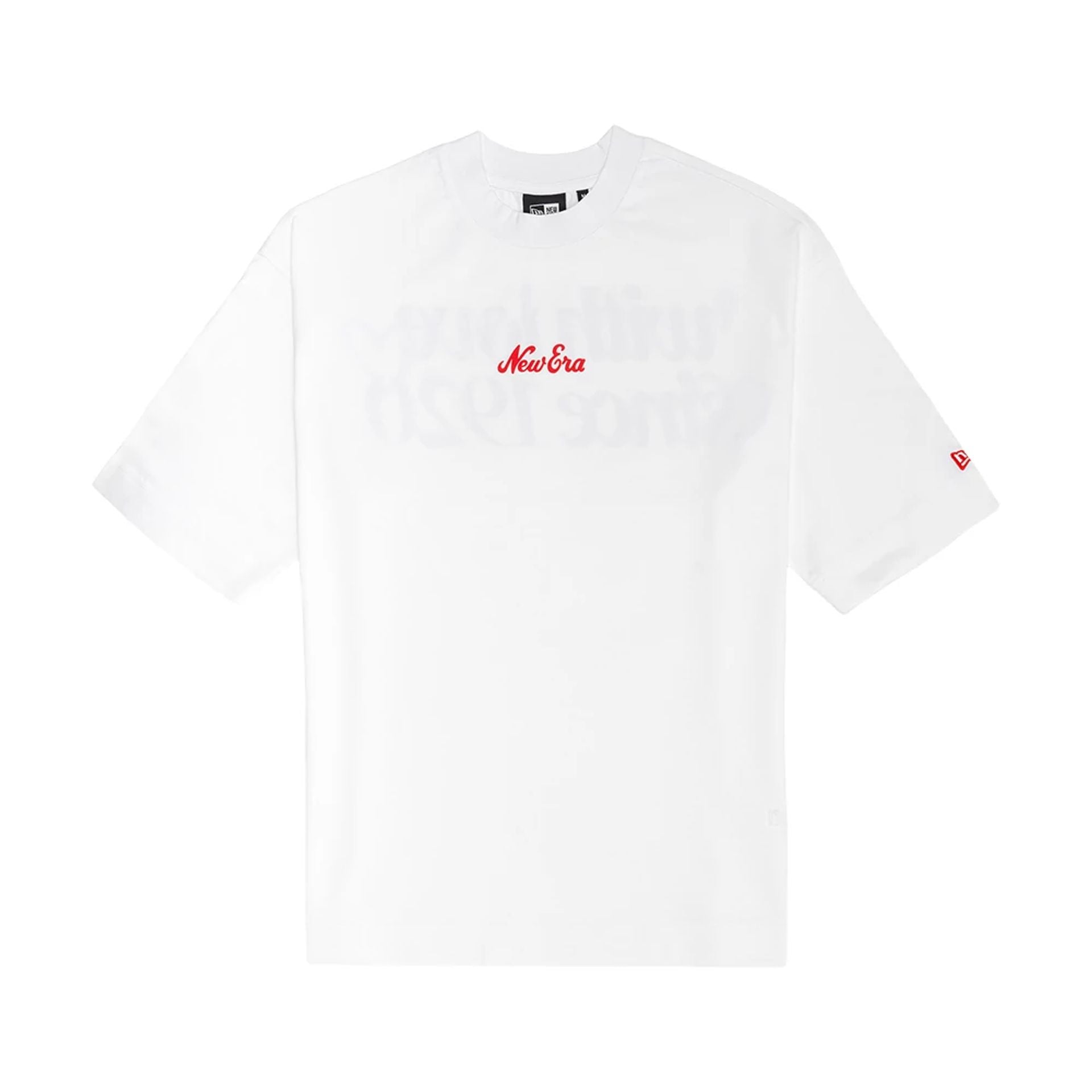 The model is wearing this New Era Love Graphic T-Shirt in white. 1