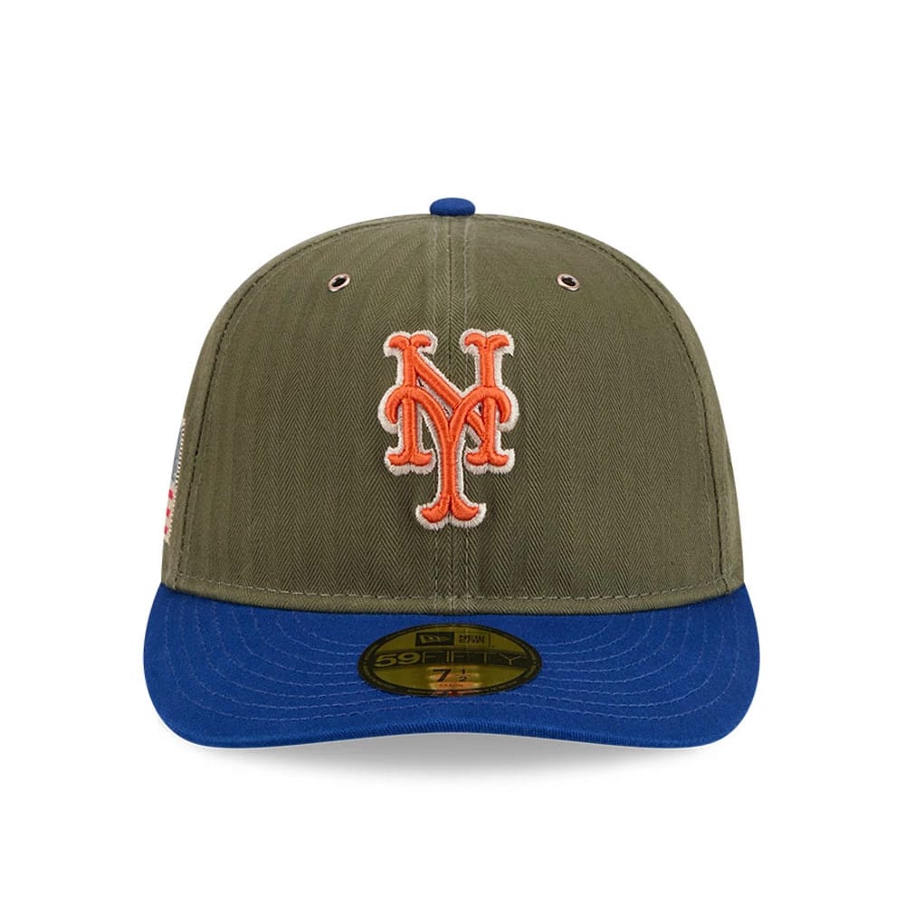 Pictured is this MLB American Herringbone New York Mets 59FIFTY Fitted cap in Green. 3
