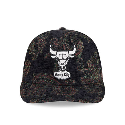 Pictured is this NBA Jacquard Chenille Chicago Bulls 59FIFTY Fitted cap in black. 3
