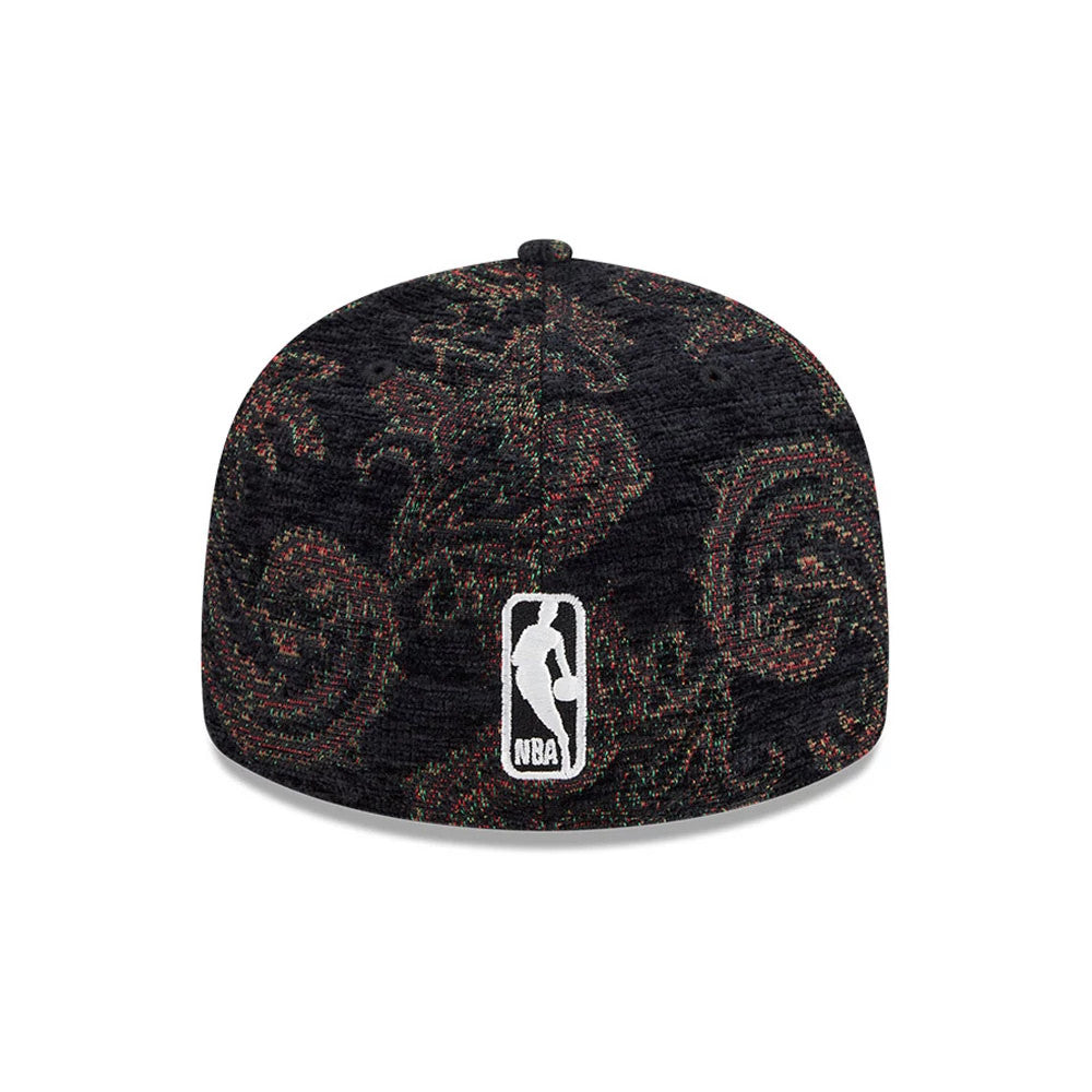 Pictured is this NBA Jacquard Chenille Chicago Bulls 59FIFTY Fitted cap in black. 7