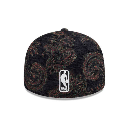 Pictured is this NBA Jacquard Chenille Chicago Bulls 59FIFTY Fitted cap in black. 7