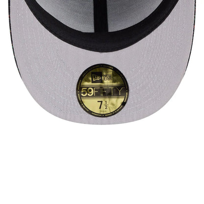 Pictured is this NBA Jacquard Chenille Chicago Bulls 59FIFTY Fitted cap in black. 2