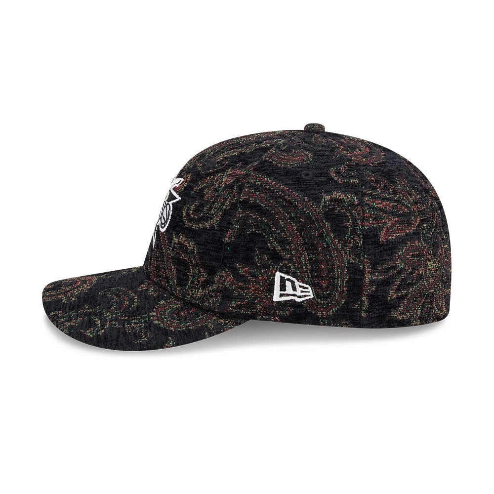 Pictured is this NBA Jacquard Chenille Philadelphia 76ers 59FIFTY Fitted cap in black. 6