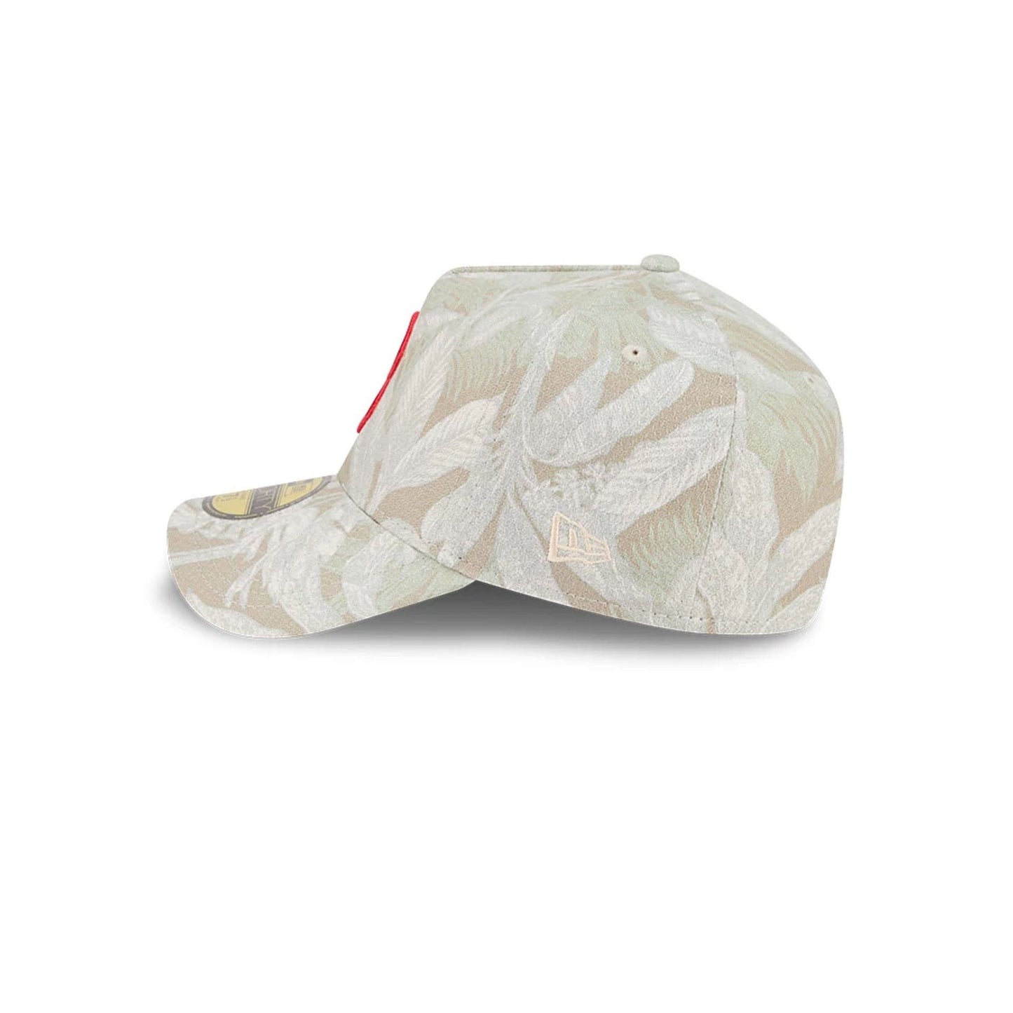 Pictured is this MLB Leafy Palm Boston Red Sox 59FORTY A-Frame Fitted cap in light beige. 6