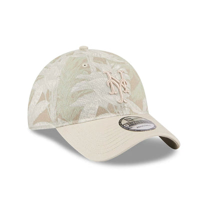 Pictured is this MLB Leafy Palm New York Mets 9TWENTY Adjustable cap in light beige. 4