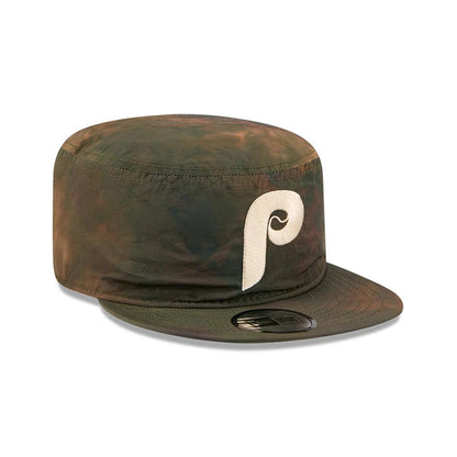 Pictured is this MLB Nylon Wash Dye Philadelphia Phillies Painter cap in open green. 3
