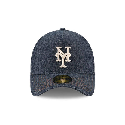 Pictured is this MLB Quickstrike Herringbone Denim New York Mets 59FORTY A-Frame Fitted cap in navy. 3