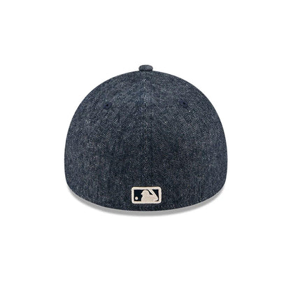 Pictured is this MLB Quickstrike Herringbone Denim New York Mets 59FORTY A-Frame Fitted cap in navy. 7