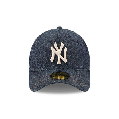 Pictured is this MLB Quickstrike Herringbone Denim New York Yankees 59FORTY A-Frame Fitted cap in navy. 3