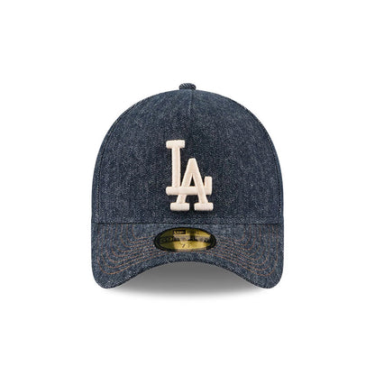 Pictured is this MLB Quickstrike Herringbone Denim LA Dodgers 59FORTY A-Frame Fitted cap in navy. 3