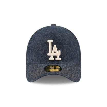 Pictured is this MLB Quickstrike Herringbone Denim LA Dodgers 59FORTY A-Frame Fitted cap in navy. 3
