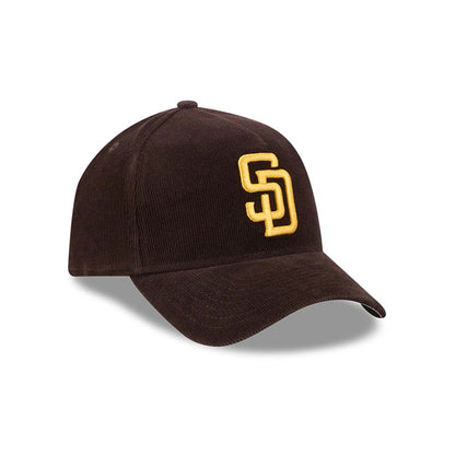 Pictured is this MLB Quickstrike Snow Wash Cord San Diego Padres 59FORTY A-Frame Fitted cap in dark brown. 4