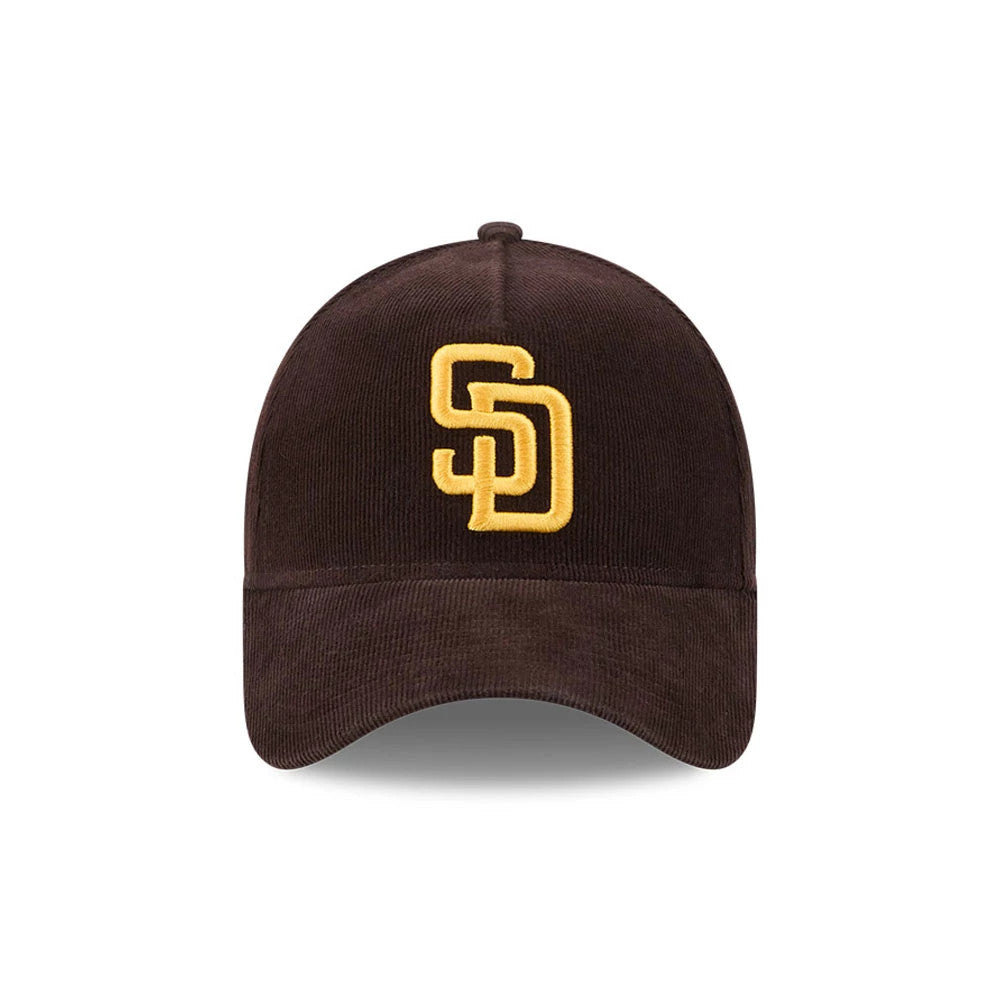 Pictured is this MLB Quickstrike Snow Wash Cord San Diego Padres 59FORTY A-Frame Fitted cap in dark brown. 3