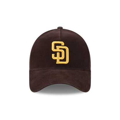 Pictured is this MLB Quickstrike Snow Wash Cord San Diego Padres 59FORTY A-Frame Fitted cap in dark brown. 3