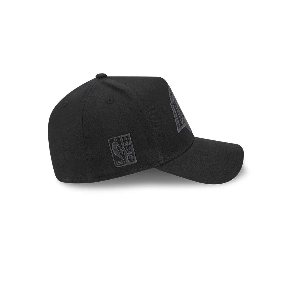 Pictured is this NBA Hardwood Classic Waxy Canvas LA Lakers 59FORTY A-Frame Fitted cap in black. 6