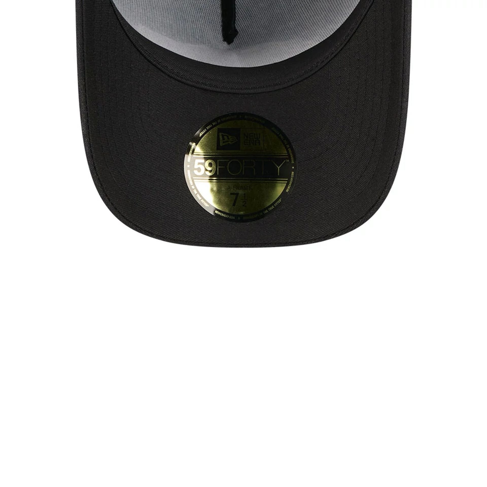 Pictured is this NBA Hardwood Classic Waxy Canvas LA Lakers 59FORTY A-Frame Fitted cap in black. 2