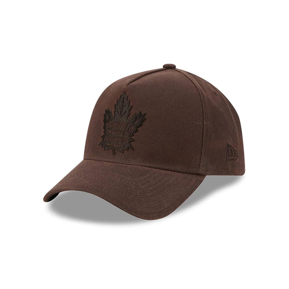 Pictured is this NHL Quickstrike Waxy Canvas Toronto Maple Leafs 59FORTY A-Frame Fitted cap in open brown. 1