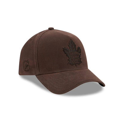 Pictured is this NHL Quickstrike Waxy Canvas Toronto Maple Leafs 59FORTY A-Frame Fitted cap in open brown. 3