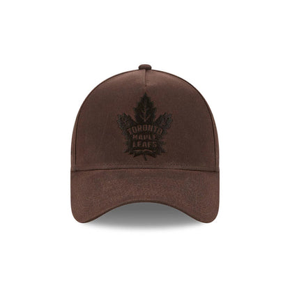 Pictured is this NHL Quickstrike Waxy Canvas Toronto Maple Leafs 59FORTY A-Frame Fitted cap in open brown. 2